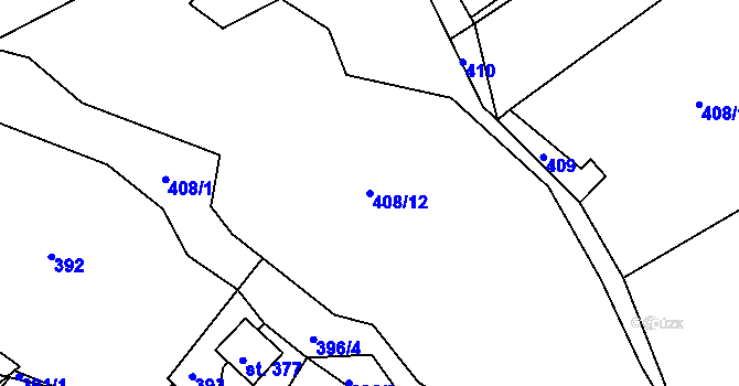 Parcela st. 408/12 v KÚ Košařiska, Katastrální mapa