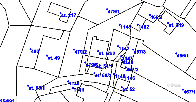 Parcela st. 54/2 v KÚ Košařiska, Katastrální mapa