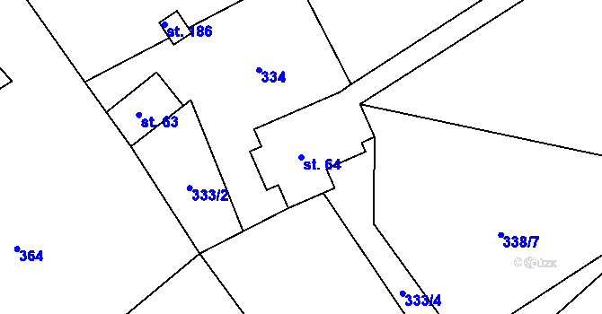 Parcela st. 64 v KÚ Košařiska, Katastrální mapa