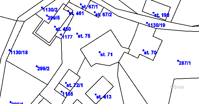 Parcela st. 71 v KÚ Košařiska, Katastrální mapa