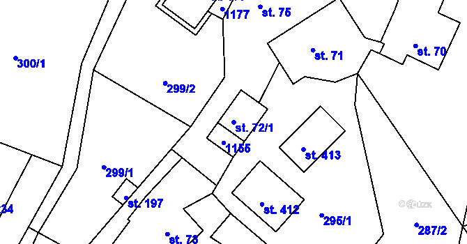 Parcela st. 72/1 v KÚ Košařiska, Katastrální mapa