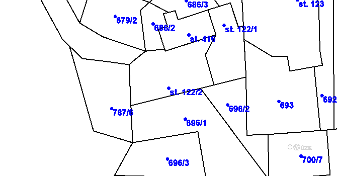 Parcela st. 122/2 v KÚ Košařiska, Katastrální mapa