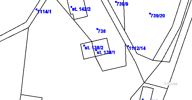 Parcela st. 138/1 v KÚ Košařiska, Katastrální mapa