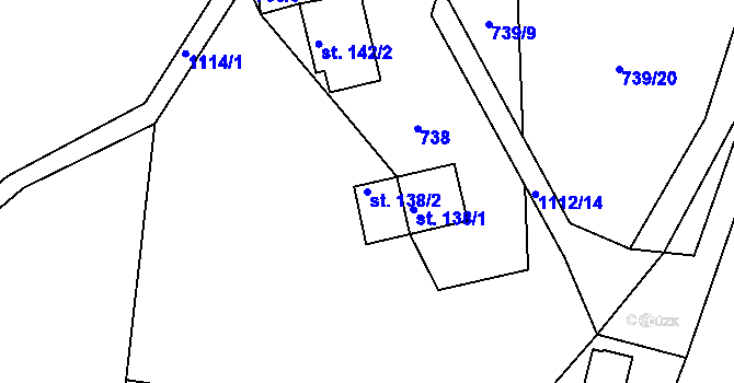 Parcela st. 138/2 v KÚ Košařiska, Katastrální mapa