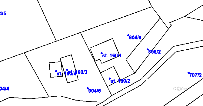 Parcela st. 160/1 v KÚ Košařiska, Katastrální mapa