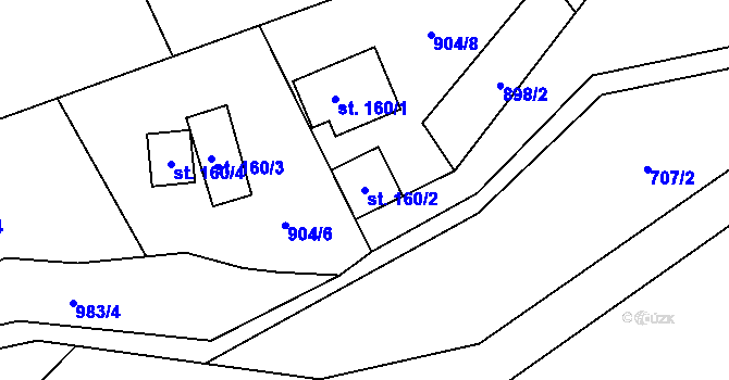 Parcela st. 160/2 v KÚ Košařiska, Katastrální mapa