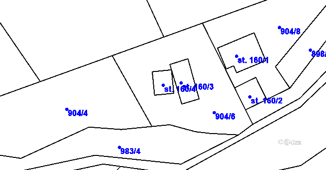 Parcela st. 160/4 v KÚ Košařiska, Katastrální mapa