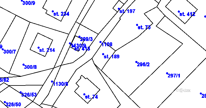 Parcela st. 189 v KÚ Košařiska, Katastrální mapa