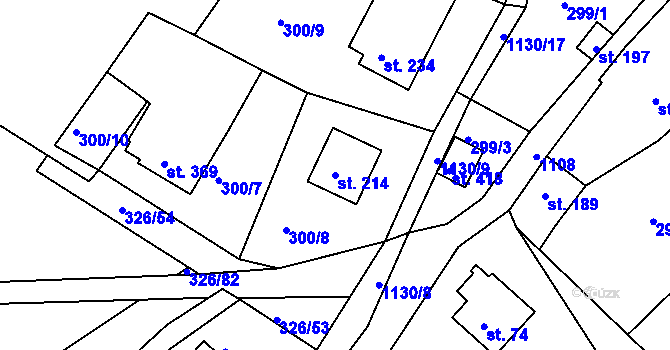 Parcela st. 214 v KÚ Košařiska, Katastrální mapa