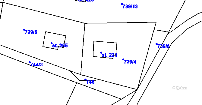 Parcela st. 221 v KÚ Košařiska, Katastrální mapa