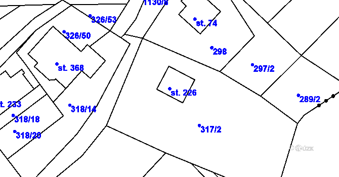 Parcela st. 226 v KÚ Košařiska, Katastrální mapa