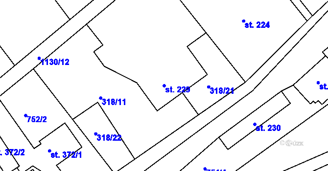Parcela st. 229 v KÚ Košařiska, Katastrální mapa