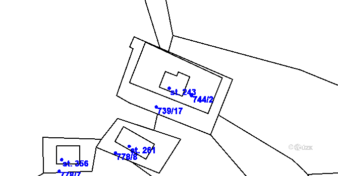 Parcela st. 243 v KÚ Košařiska, Katastrální mapa