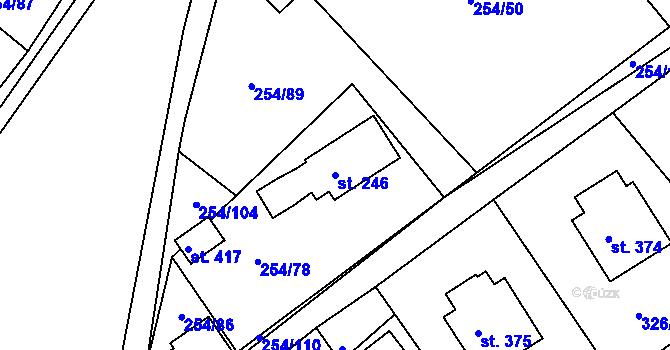 Parcela st. 246 v KÚ Košařiska, Katastrální mapa
