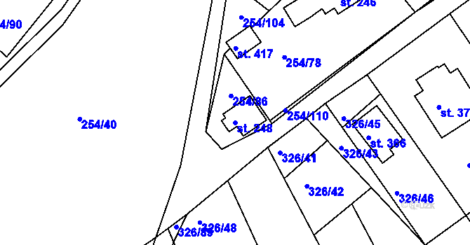 Parcela st. 248 v KÚ Košařiska, Katastrální mapa