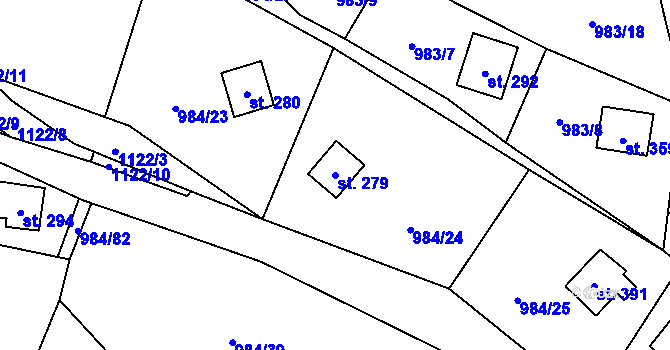 Parcela st. 279 v KÚ Košařiska, Katastrální mapa