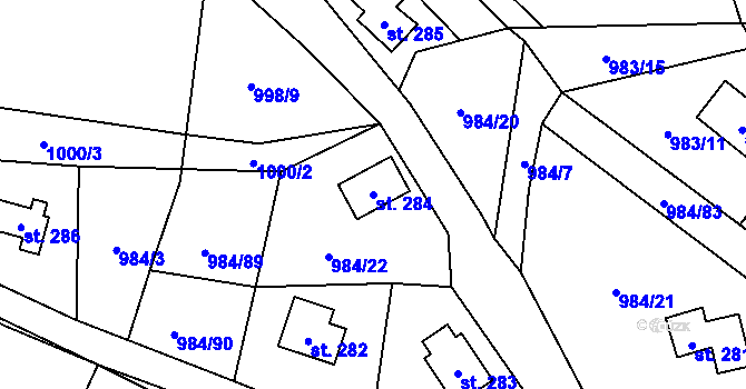 Parcela st. 284 v KÚ Košařiska, Katastrální mapa
