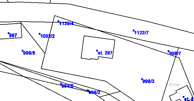 Parcela st. 287 v KÚ Košařiska, Katastrální mapa