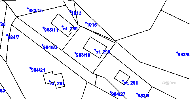 Parcela st. 290 v KÚ Košařiska, Katastrální mapa
