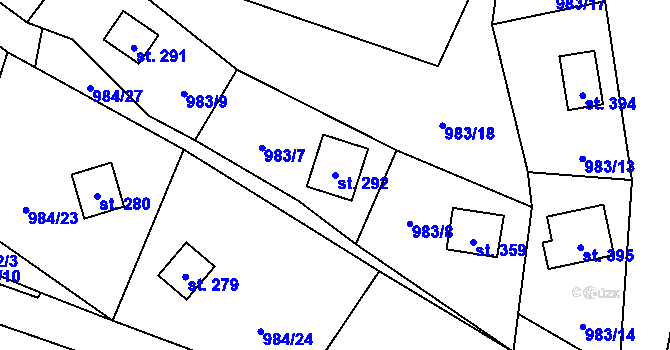 Parcela st. 292 v KÚ Košařiska, Katastrální mapa