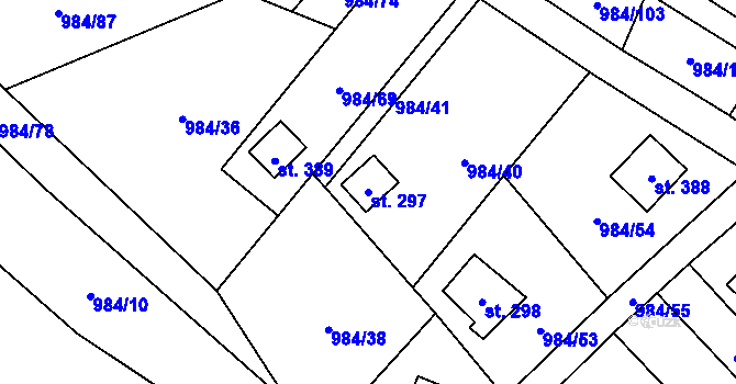Parcela st. 297 v KÚ Košařiska, Katastrální mapa
