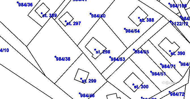 Parcela st. 298 v KÚ Košařiska, Katastrální mapa