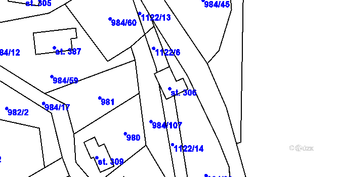 Parcela st. 306 v KÚ Košařiska, Katastrální mapa