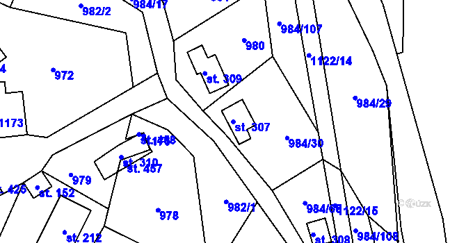 Parcela st. 307 v KÚ Košařiska, Katastrální mapa
