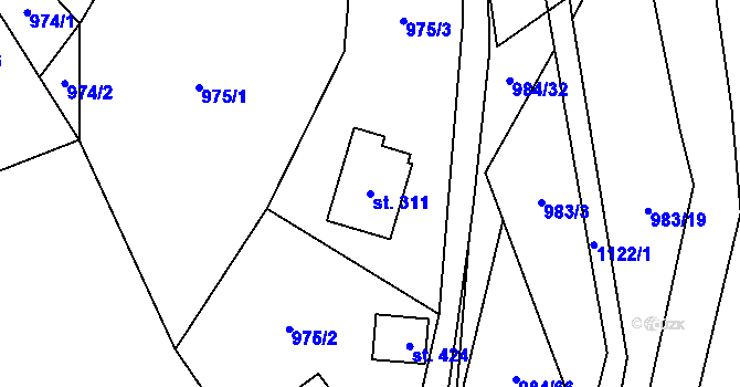 Parcela st. 311 v KÚ Košařiska, Katastrální mapa
