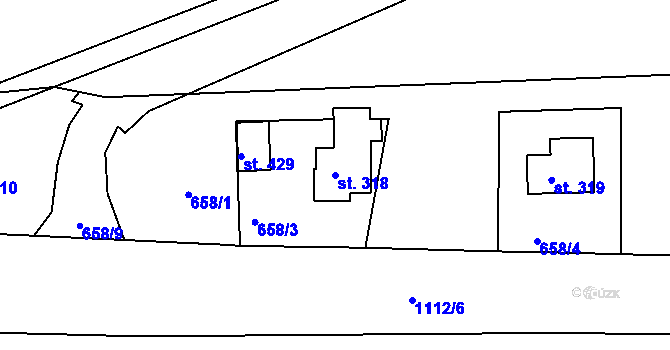 Parcela st. 318 v KÚ Košařiska, Katastrální mapa