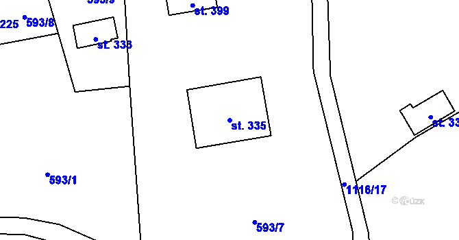 Parcela st. 335 v KÚ Košařiska, Katastrální mapa