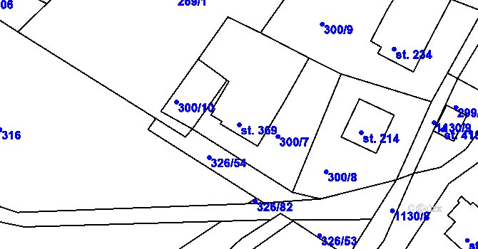 Parcela st. 369 v KÚ Košařiska, Katastrální mapa