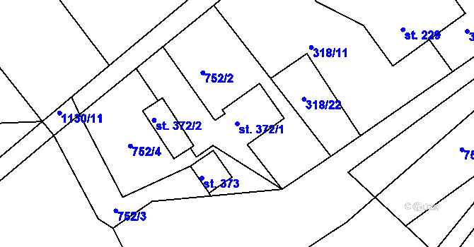 Parcela st. 372/1 v KÚ Košařiska, Katastrální mapa