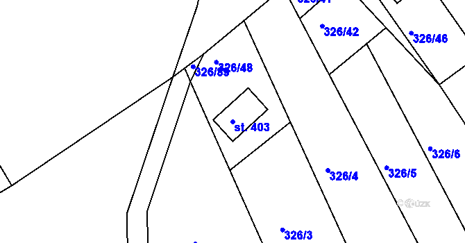 Parcela st. 403 v KÚ Košařiska, Katastrální mapa