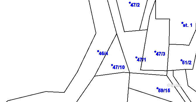 Parcela st. 46/4 v KÚ Košařiska, Katastrální mapa