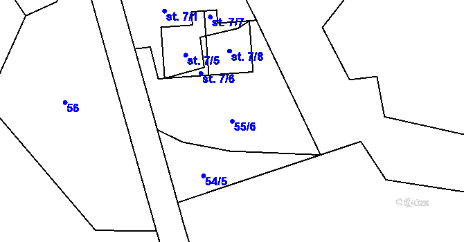 Parcela st. 55/6 v KÚ Košařiska, Katastrální mapa