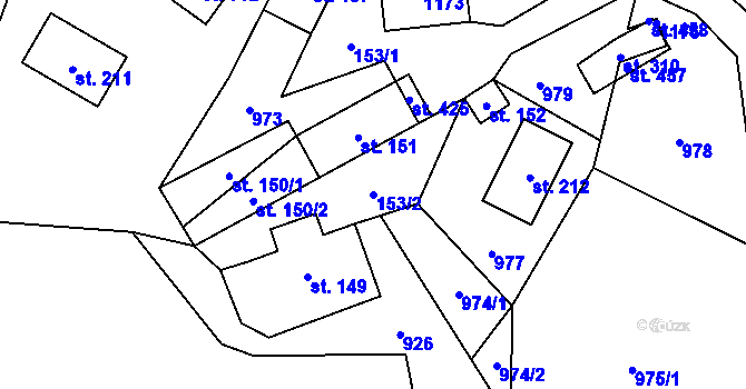 Parcela st. 153/2 v KÚ Košařiska, Katastrální mapa