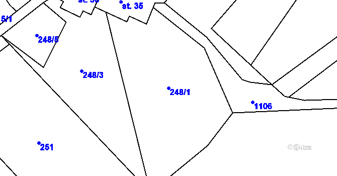 Parcela st. 248/1 v KÚ Košařiska, Katastrální mapa