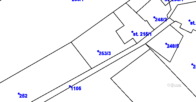Parcela st. 253/3 v KÚ Košařiska, Katastrální mapa