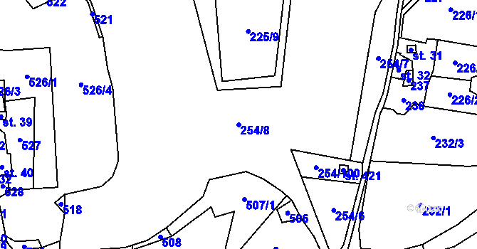 Parcela st. 254/8 v KÚ Košařiska, Katastrální mapa