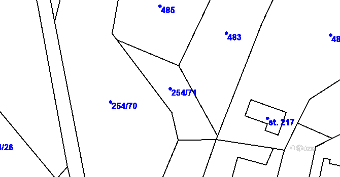 Parcela st. 254/71 v KÚ Košařiska, Katastrální mapa