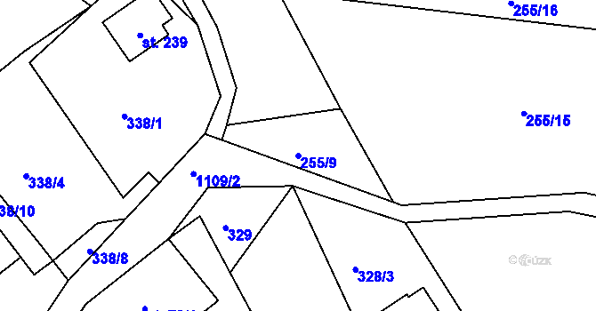 Parcela st. 255/9 v KÚ Košařiska, Katastrální mapa