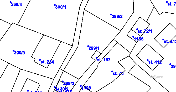 Parcela st. 299/1 v KÚ Košařiska, Katastrální mapa