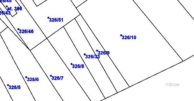Parcela st. 326/9 v KÚ Košařiska, Katastrální mapa