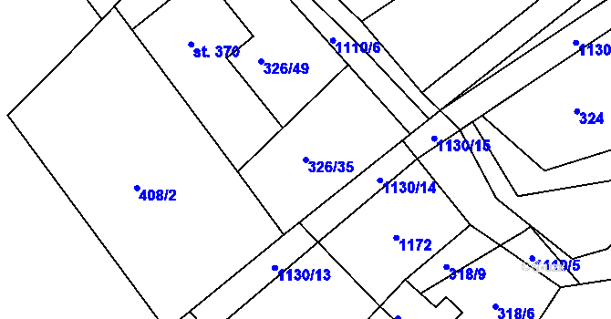 Parcela st. 326/35 v KÚ Košařiska, Katastrální mapa