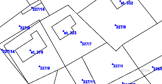 Parcela st. 327/7 v KÚ Košařiska, Katastrální mapa