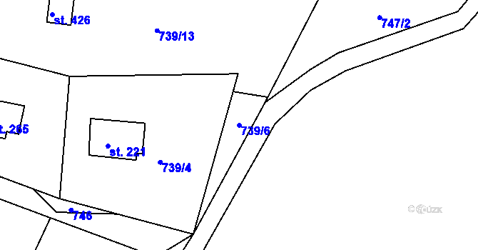 Parcela st. 739/6 v KÚ Košařiska, Katastrální mapa