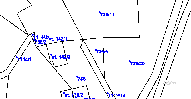 Parcela st. 739/9 v KÚ Košařiska, Katastrální mapa
