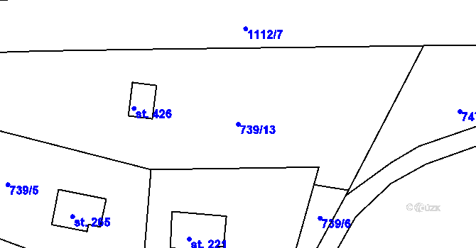 Parcela st. 739/13 v KÚ Košařiska, Katastrální mapa