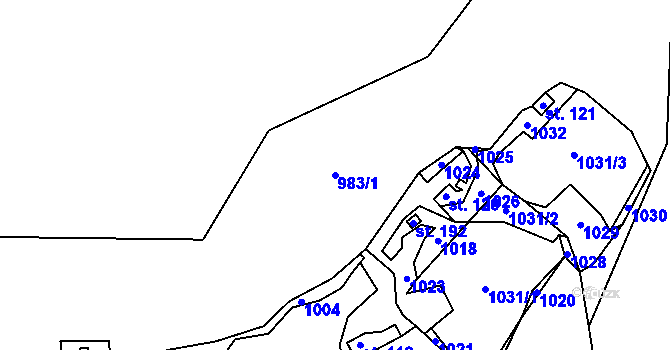 Parcela st. 983/1 v KÚ Košařiska, Katastrální mapa